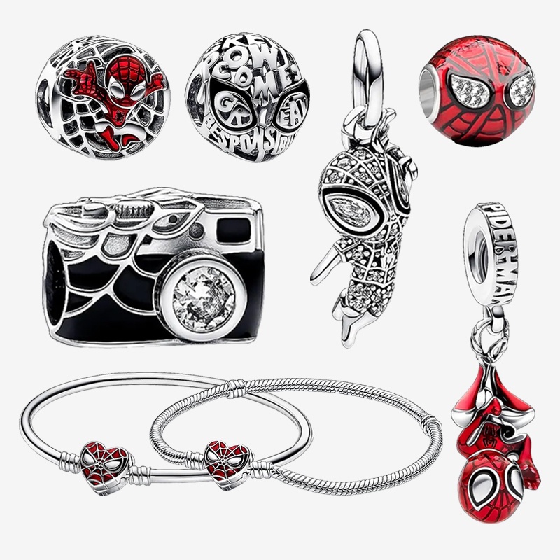 กำไลข้อมือแบบบีด สไปเดอร์แมน จากซีรีย์ Marvel ทำเองได้ง่าย ของขวัญพิเศษจากเงินSterling 925