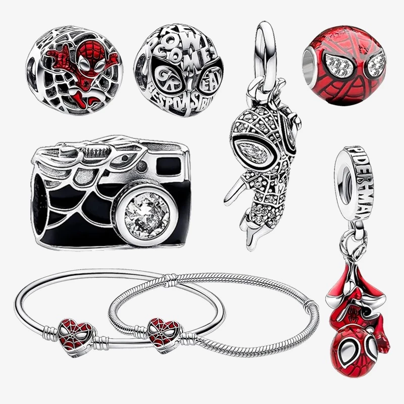 กำไลข้อมือแบบบีด สไปเดอร์แมน จากซีรีย์ Marvel ทำเองได้ง่าย ของขวัญพิเศษจากเงินSterling 925