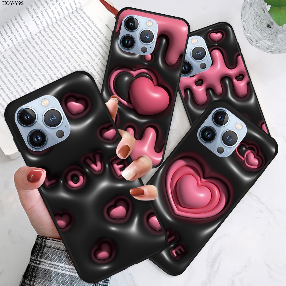 Huawei Y9S Y9 Y6 Y5 Prime 2018 Pro 2019 เคสหัวเว่ย สำหรับ Case Cartoon Stereoscopic Love Heart เคสโทรศัพท์ TPU Cover