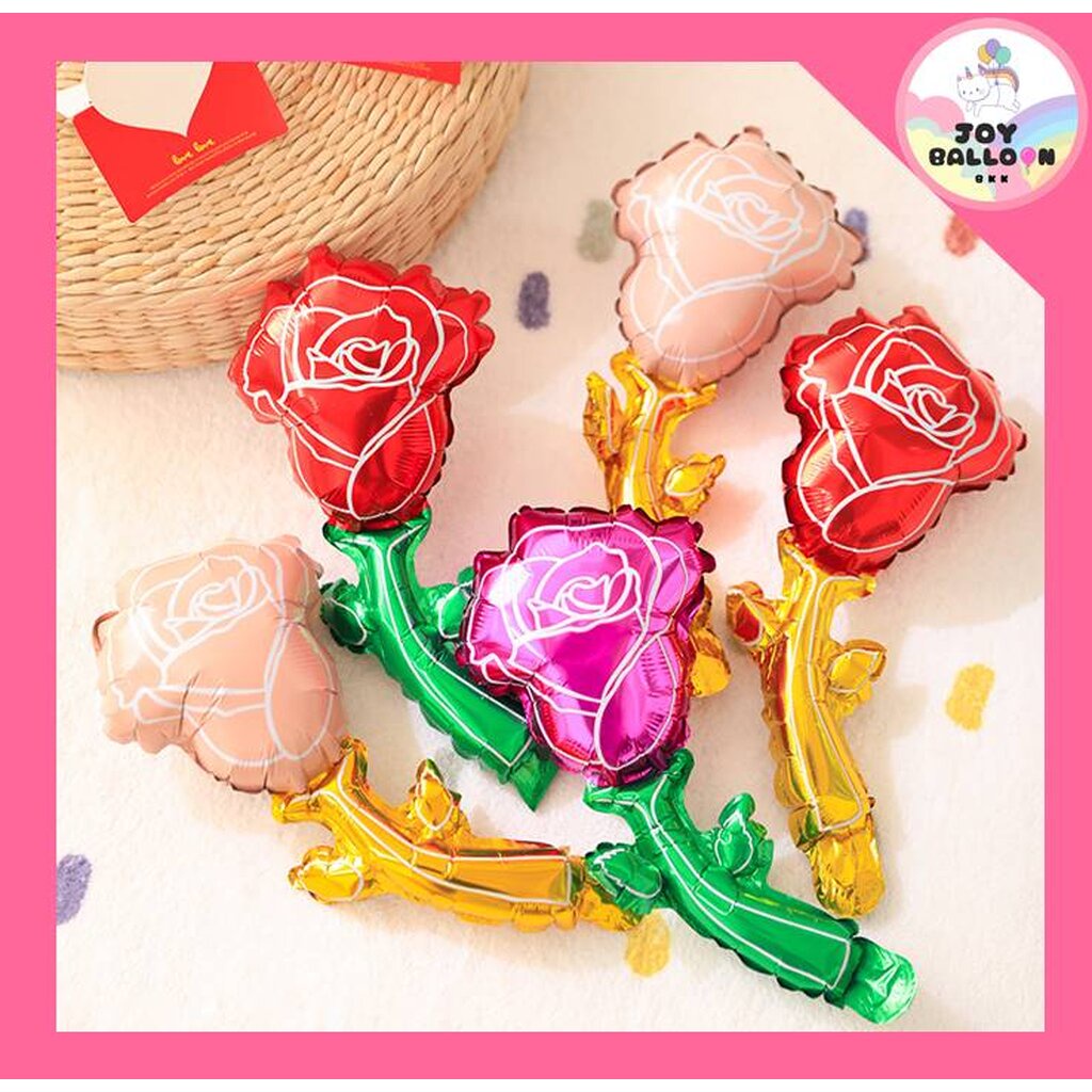 ลูกโป่งดอกกุหลาบ ลูกโป่งดอกไม้ (ส่งเร็วจากกรุงเทพ) Rose Balloon ลูกโป่งวาเลนไทน์ Happy Valentine's Day - รูปที่ 5