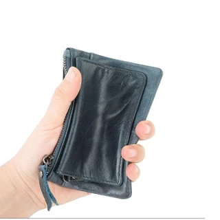 CHILDJOYLYN กระเป๋าสตางค์หนังแท้สำหรับผู้ชาย มีฟังก์ชันป้องกัน RFID แบบบาง และสามารถใส่บัตรได้หลายใบ
