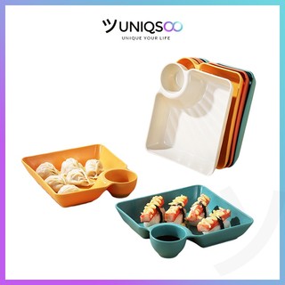 UNIQSOO Piring Makan 2 in 1 Tempat Saus Kecap / Piring Makan Souvenir / Piring Makan Serbaguna / Tempat Snack BPA FREE PZ001
