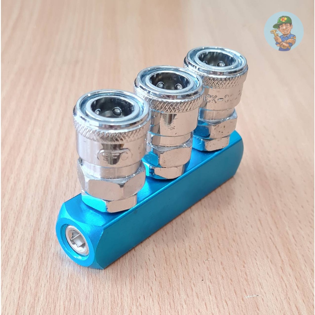 ⚙️ ข้อต่อคอปเปอร์ ควิกคอปเปอร์ 3 หัว ฐานตรง คอปเปอร์ 3 ทางตรง 1/4" ( 2 หุน ) SFC : 20SM-3I