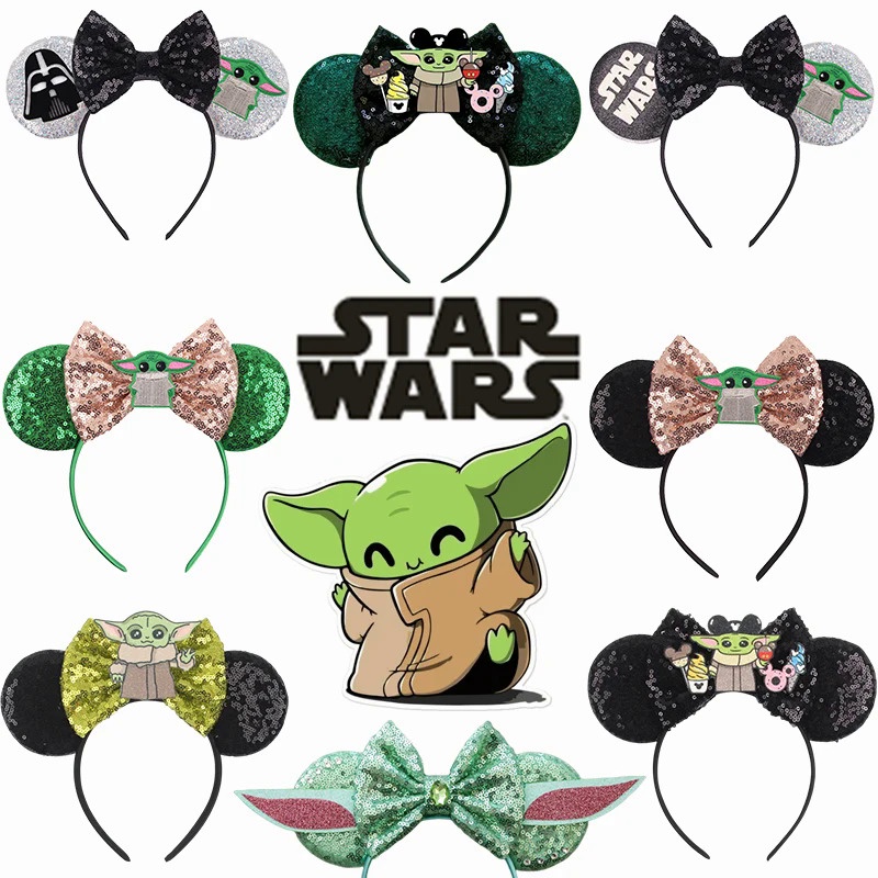 Disney STAR WARS คาดผม ลาย Grogu Baby Master Yoda มิกกี้เมาส์ หู สําหรับผู้หญิง ปาร์ตี้ เครื่องประดับผม