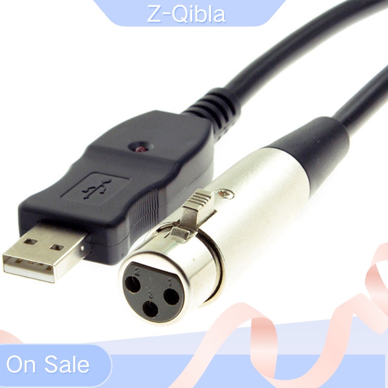 Z-qibla XLR ตัวเมีย เป็น USB ตัวผู้ 10 ฟุต สายเคเบิล อะแดปเตอร์ เครื่องบันทึกเสียง ไมโครโฟน ดี