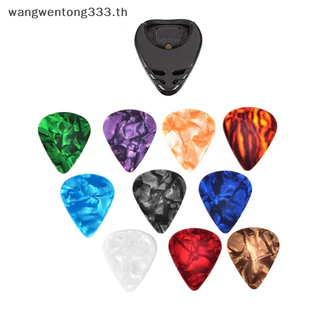 { Wtth } ปิ๊กกีตาร์อะคูสติก เซลลูลอยด์ 10 ชิ้น พร้อมที่เก็บปิ๊กกีตาร์ไฟฟ้า 1 ชิ้น