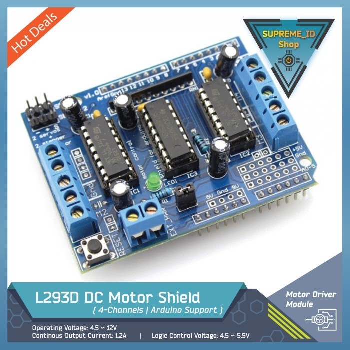 L293D ไดร์เวอร์มอเตอร์ H-Bridge DC 4 ช่อง Arduino Shield