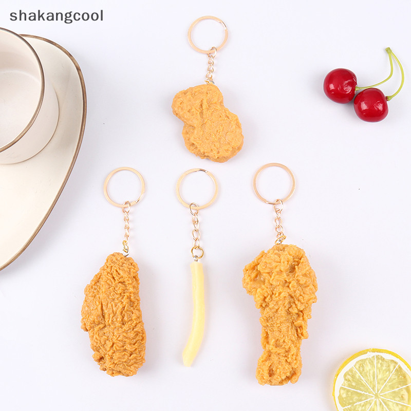 Shakangcool พวงกุญแจ จี้รูปไก่ทอด อาหารทอด สไตล์ฝรั่งเศส SGL