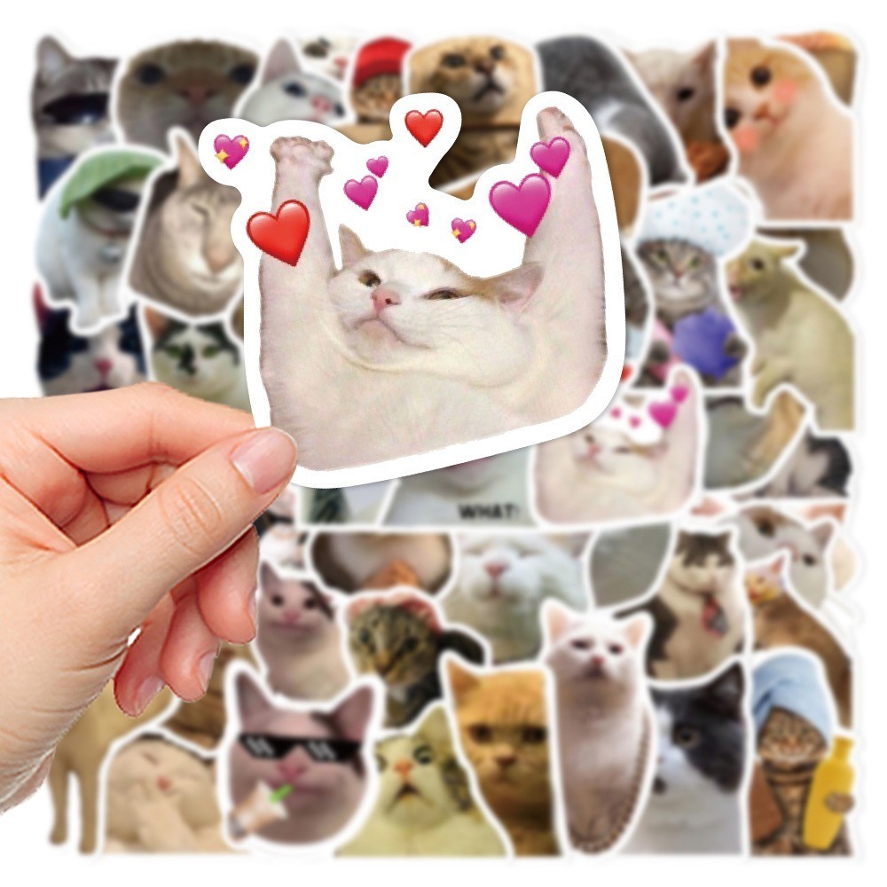 💥พร้อมส่ง💥 มีมแมวยอดนิยม ทรัมป์ CUTE EMOJI CAT sticker สติกเกอร์ กันน้ำ รูปแบบที่แตกต่างกัน 50ชิ้น - รูปที่ 7
