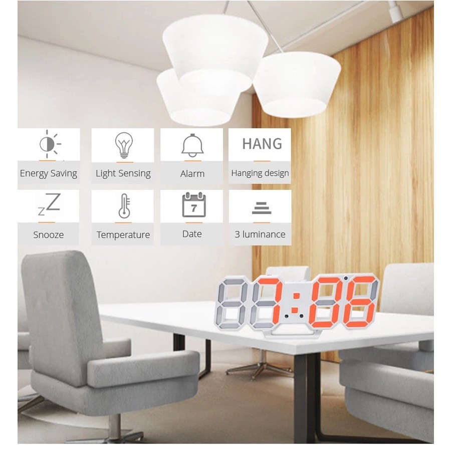 แม่นยำ 3D LED Clock นาฬิกาปลุก นาฬิกาดิจิตอล