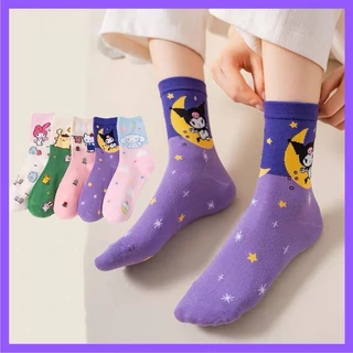 ถุงเท้า Four Seasons Cute All-Match Ladies Mid-Tube Japanese Sweet ins การ์ตูนอินเทรนด์