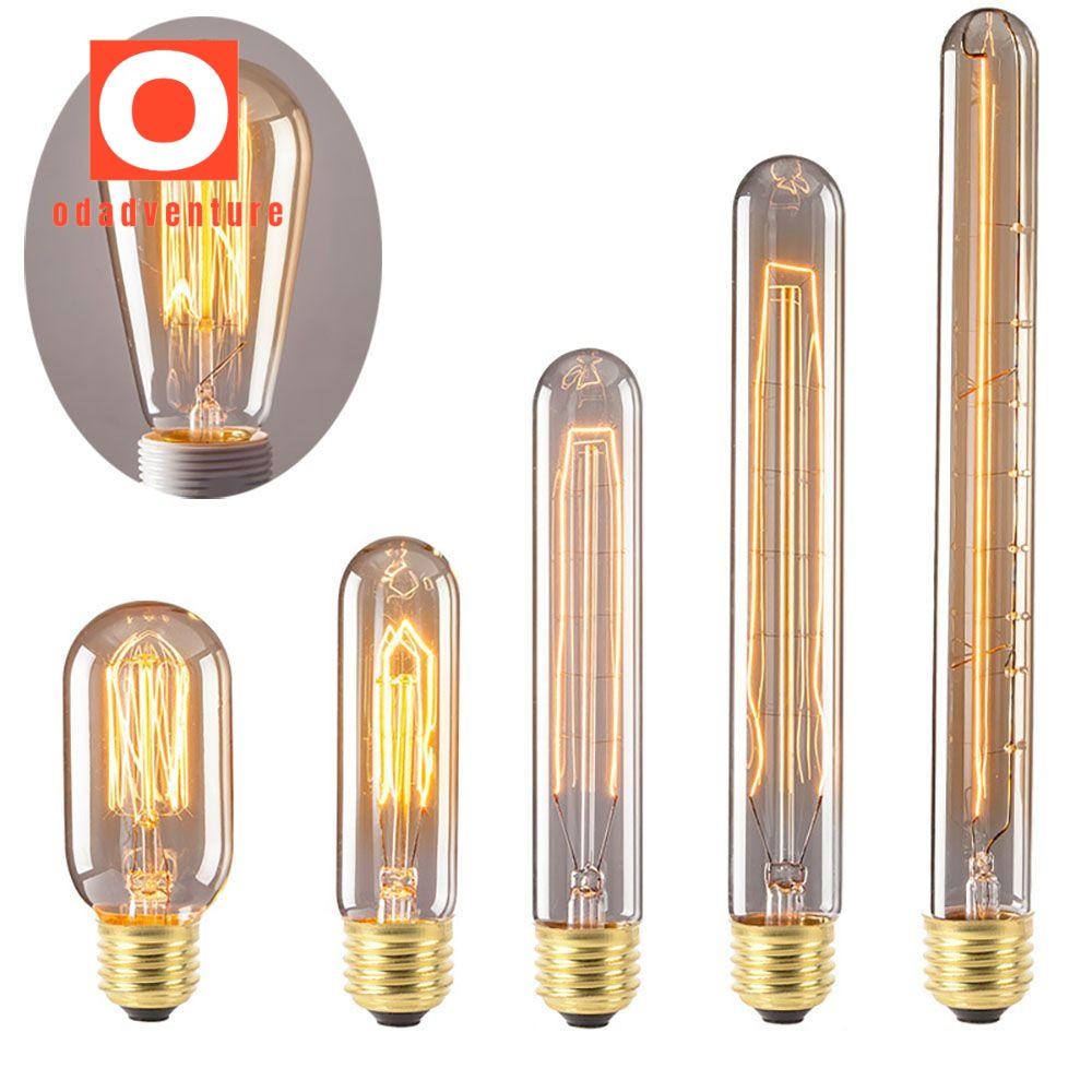 Odadventure หลอดไส้ 40W 220V Spiral/Stright Filament Dimmable Safe Retro Light Appliance