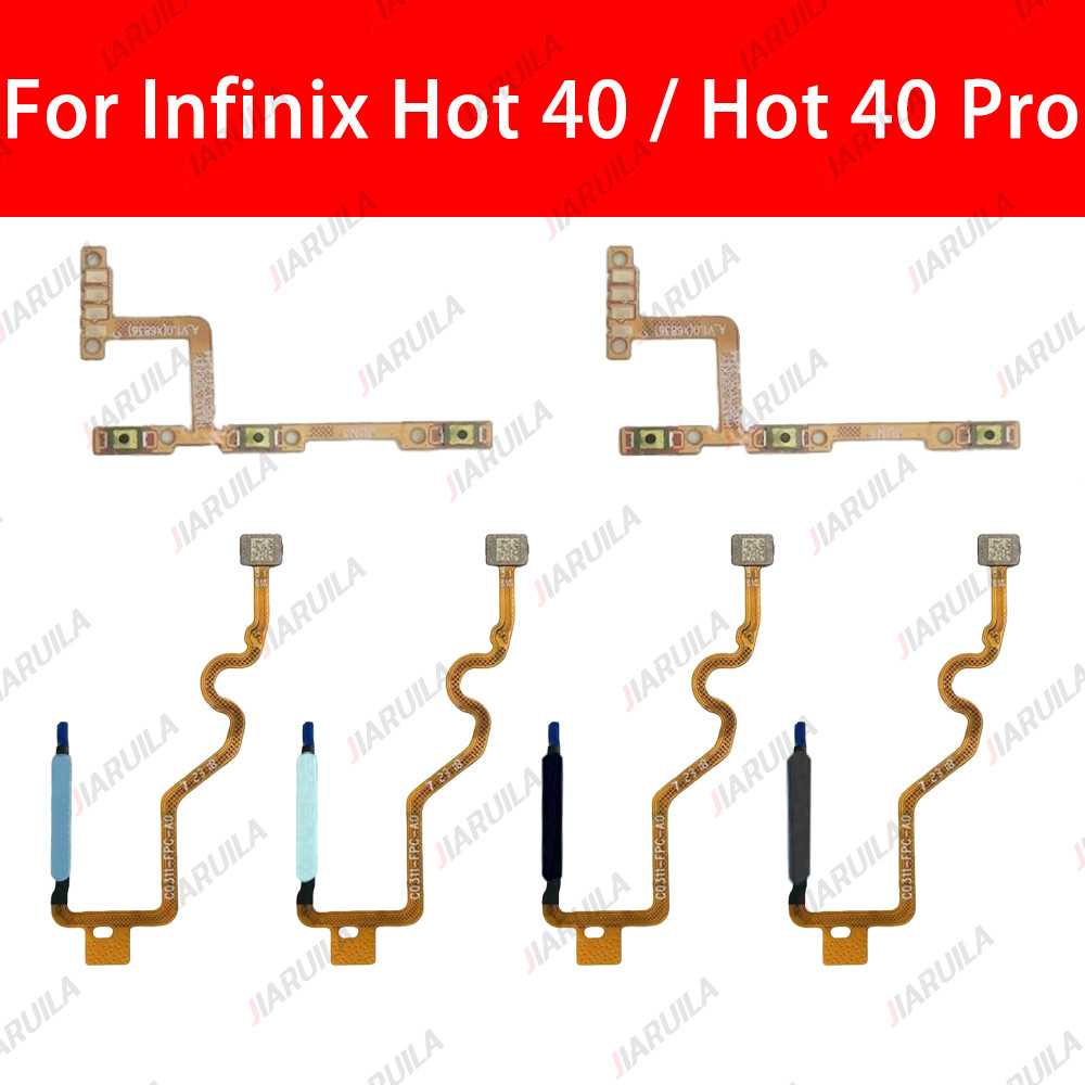 สำหรับ Infinix Hot 40 pro X6836 X6837 ปุ่มโฮม เซ็นเซอร์ลายนิ้วมือ ปุ่มเปิดปิด ปุ่มปรับระดับเสียง สายเคเบิลแบบยืดหยุ่น