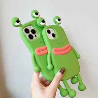 ซิลิโคนเหลวซุปเปอร์เคสป้องกันพร้อมกบปากไส้กรอกสีเขียวเข้ากันได้กับ iPhone 17 16 15 14 11 13 12 Pro Max 6 7 8 plus XR XS Max Zhao เคสป้องกันเดียวกัน