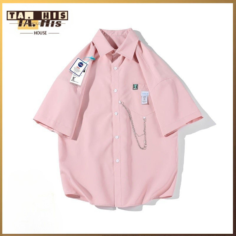 จูเนียร์เซนส์เสื้อเชิ้ตญี่ปุ่นผู้ชายหลวม ๆ ฤดูร้อนแขนห้าส่วนสูงนักเลงหล่อร้อยชุดเสื้อเชิ้ตลําลอง