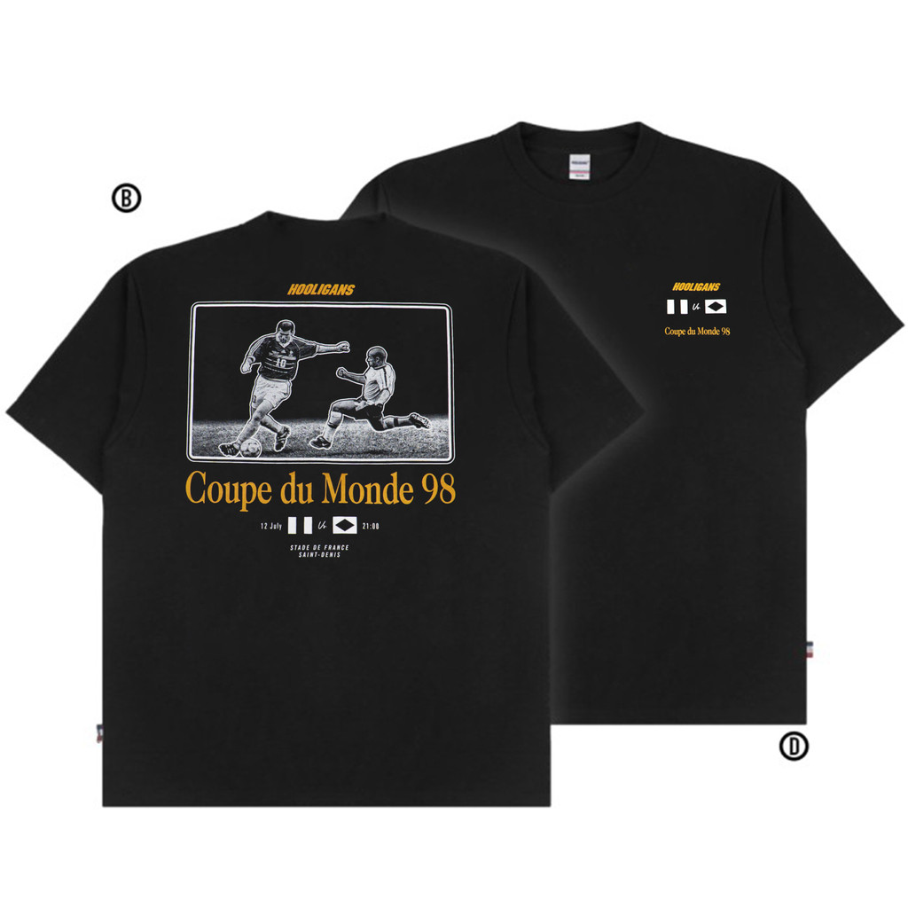 เสื้อยืด HOOLIGANS France 98 สีดํา