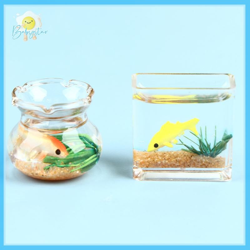 [InthehotT] Dollhouse Miniature Glass Fish Tank Bowl Aquarium Doll House Home Ornament Toy [ใหม่]
