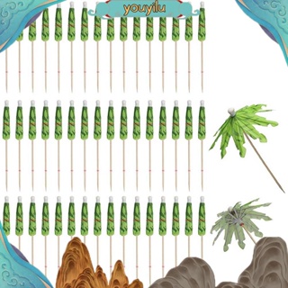 Youyilu ร่มไม้จิ้มฟัน ลายต้นมะพร้าว สําหรับตกแต่งคัพเค้ก 50 ชิ้น