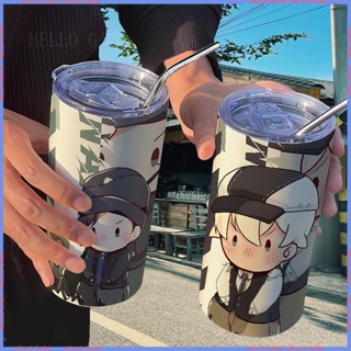 🥤Animation Peripheral 🥤Limited Thermos Cup🥤กระติกน้ําร้อนสเตนเลส ลายการ์ตูนโคล่า แบบพกพา พร้อมหลอดดูด