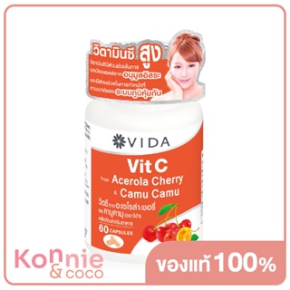 Vida Vit C From Acerola Cherry And Camu Camu Dietary Supplement 60 Capsules วิตซี จากอะเซโรล่าเชอรี่ และคามู คามู.