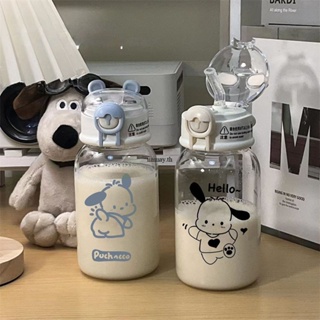 600ml Sanrio ขวดน้ำโปร่งใสรั่วฟางถ้วยน่ารักอะนิเมะ Kuromi Cinnamoroll ถ้วยพลาสติกของขวัญวันเกิด mimay