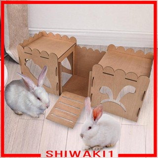 [Shiwaki1] บ้านไม้ รูปปราสาท กระต่าย ขนาดเล็ก พร้อมบันได อุปกรณ์เสริม สําหรับสัตว์เลี้ยง หนูแฮมสเตอร์