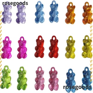 Rosegoods1 จี้ลูกปัดเรซิ่น รูปหมีกัมมี่ ประดับกลิตเตอร์ สําหรับทําเครื่องประดับ DIY