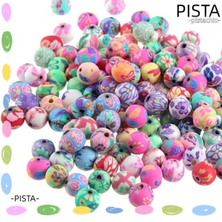 Pista ลูกปัดดินโพลิเมอร์ ทรงกลม 10 มม. แฮนด์เมด หลากสี สําหรับทําสร้อยข้อมือ