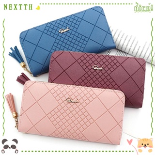 Nextth กระเป๋าสตางค์ ใบยาว หนัง PU มีซิป จุของได้เยอะ ใส่เหรียญได้ แฟชั่นสําหรับสตรี