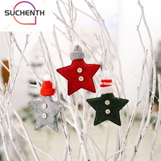 Suchenth จี้ตุ๊กตาซานตาคลอส สโนว์แมน ดาวสีแดง น้ําหนักเบา สําหรับตกแต่งต้นคริสต์มาส DIY 5 ชิ้น