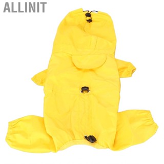 Allinit Pet Raincoat Windproof  Polyester Breathable Hooded Pet Rain Jacket Button Design for Dogs