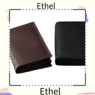 Ethel1 กระเป๋าใส่บัตรเครดิต หนัง สีดํา สีน้ําตาล 2 ชิ้น