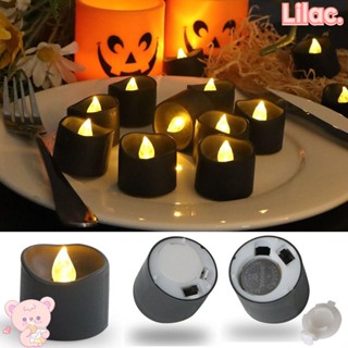 Lilac เทียนอิเล็กทรอนิกส์ LED พลาสติก สีดํา ไม่มีควัน สําหรับตกแต่งบ้าน 12 ชิ้น