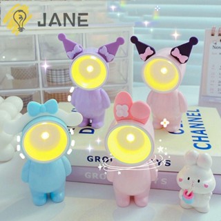 Jane โคมไฟตั้งโต๊ะ LED พลาสติก สีพื้น ลายการ์ตูน แบบพกพา ปรับได้ ของขวัญคริสต์มาส สําหรับเด็ก