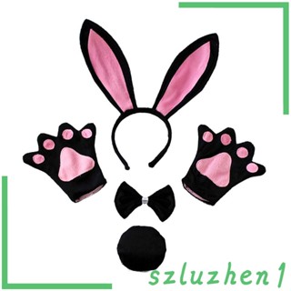 [Szluzhen1] ที่คาดผมหูกระต่าย ลายการ์ตูนสัตว์ ฮาโลวีน อุปกรณ์เสริม สําหรับผู้ใหญ่ เด็ก 4 ชิ้น