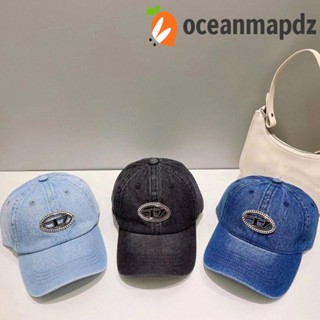 Oceanmapdz หมวกเบสบอล ผ้าฝ้าย ลายโลโก้โลหะ D สไตล์สตรีท สําหรับผู้ชาย