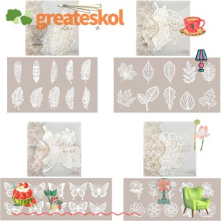 Greateskol กระดาษลูกไม้ สีขาว สําหรับตกแต่งสมุดภาพ DIY