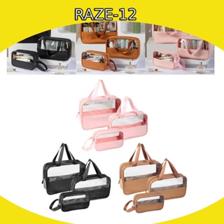 [Raze12] กระเป๋าเครื่องสําอาง แบบใส มีซิป อเนกประสงค์ สําหรับผู้หญิง 3 ชิ้น