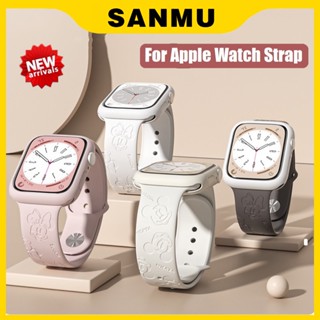 Sanmu สายนาฬิกาข้อมือ ลายมิกกี้เมาส์ 3D สําหรับ Apple Watch Series 8 4 3 3 2 1 seizz2ultra ขนาด 41 มม. 45 มม. 45 มม. 44 มม. 38 มม. 42 มม. 42 มม. Apple Watch 8