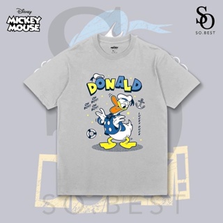 SO.BEST เสื้อยืดดิสนีย์ Mickey Donald Duck Oh Boy สกรีนหน้า  ผ้าสีเทาอ่อน ลิขสิทธิ์แท้ Disney