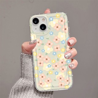 ดอกไม้สีเหลืองอมชมพูเต็มจอ เคสไอโฟน Compatible for iPhone 11 14 13 12 15 Pro Max 7 8 SE XR 11Pro 14 15 Plus X XSmax