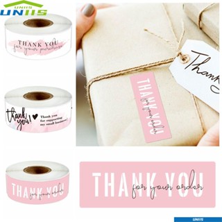 Uniis สติกเกอร์ฉลาก Thank You ขนาด 1*3 นิ้ว สําหรับติดตกแต่งห่อของขวัญ ปาร์ตี้ 120 ชิ้น ต่อม้วน