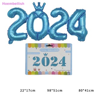 Hoe&gt; ลูกโป่งฟิล์มอลูมิเนียม รูปตัวเลข 2024 พร็อพสําหรับงานปาร์ตี้ปีใหม่ 1 ชุด