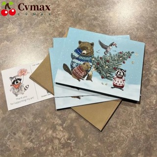 Cvmax การ์ดกระดาษ รูปสัตว์น่ารัก ทรงสี่เหลี่ยม DIY สําหรับงานปาร์ตี้คริสต์มาส