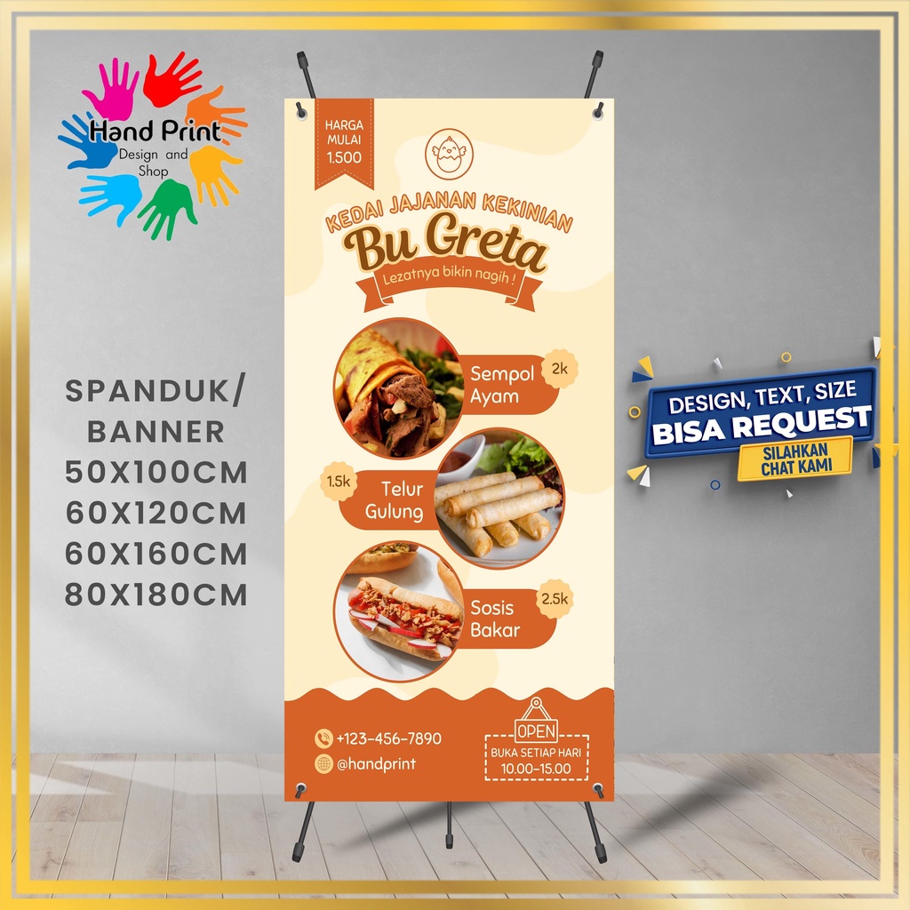 BANNER / BANNER Stall Snack Eggs Roll Sempol Sausage 60x160 CM เหมาะสําหรับภายนอก / Indoor Can Reque