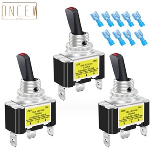 【ONCEMOREAGAIN】Toggle Switch Red SPST Yellow 12V 12mm 3 Terminal Pins 30A Blue On/Off