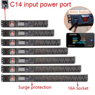 ซ็อกเก็ตปลั๊กไฟ แอมมิเตอร์ พอร์ตอินพุต C14 2-14 16A ป้องกันไฟกระชาก สําหรับตู้เสื้อผ้า