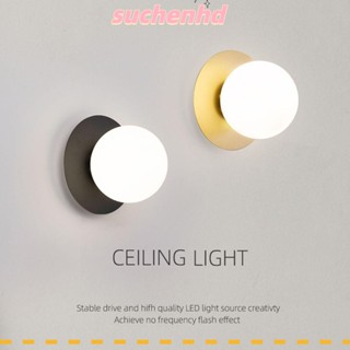 SUCHENHD โคมไฟติดผนัง LED ทรงกลม สีดํา / ทอง