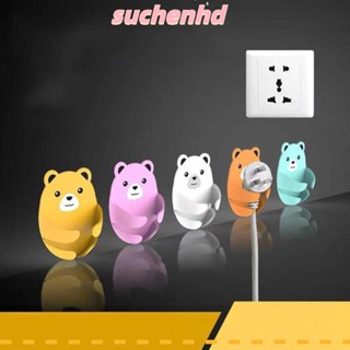 Suchenhd 4 ชิ้น ชั้นวางปลั๊ก ลายการ์ตูนสัตว์น่ารัก การออกแบบสัตว์ ตะขอห้องน้ํา