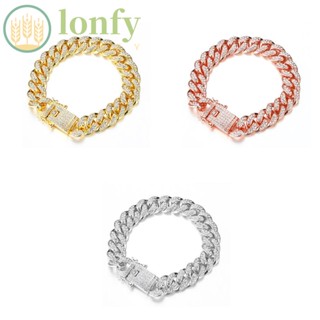 Lonfy สร้อยข้อมือแฟชั่น หรูหรา แวววาว สไตล์ฮิปฮอป